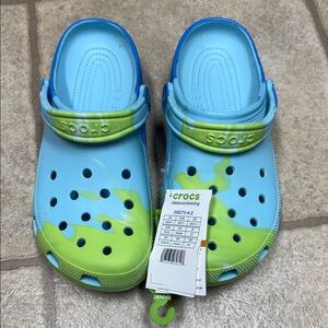 CROCS Blue and Green Slip-On Clogs